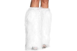 FHQHTH Fuzzy Faux Fur Leg Warmers Fur Heels Long Boots Cuff Cover has Elasticity One Pair Dionysia Boot cover Carnival 18"