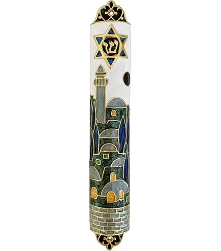 10 Commandments Mezuzah - 24k Gold Plated, 2.7" Size, Jewish Judaica From Israel