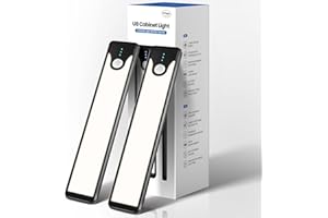 Homelist 60LED Under Cabinet Lights, Wireless Under Cabinet Lighting Motion Sensor Indoor, Rechargeable Battery Operated Closet Light for Kitchen Counter Stair Wardrobe Cupboard 2Pack