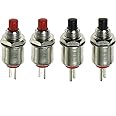 E-outstanding DS-402 Pushbutton Switch 4PCS 0.5A 125V 5mm Red Black Spring Return Mini Push Button Switch Micro Momentary Switches