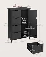 VASAGLE Bathroom Floor Storage Cabinet 4 Drawers 1 Door 30x55x82cm Ink Black view 6