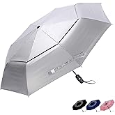 G4Free UPF 50+ UV Protection Travel Umbrella 42/46 Inch Windproof Silver Coating Sun Blocking Umbrella
