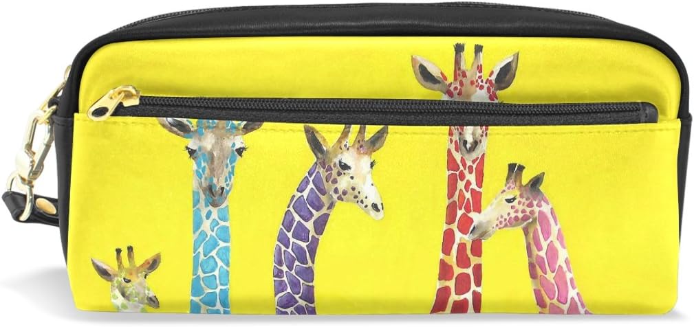 JSTEL Pencil Case Large Capacity Pencil Pouch with Zippers Giraffe Pencil Bag Office Pen Holder Organizer Stationery Bag with Compartments for Girls Boys and Adults