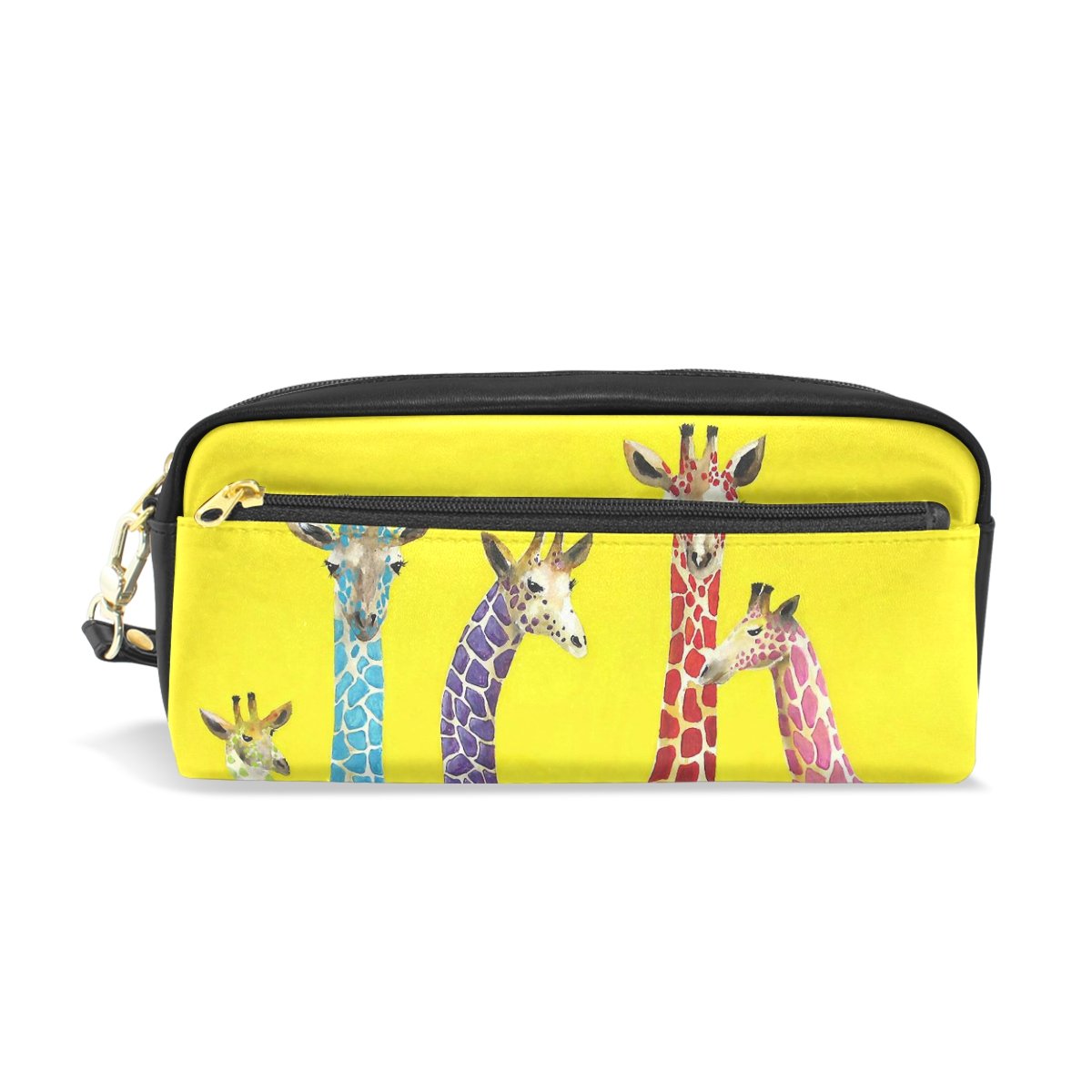JSTEL Pencil Case Large Capacity Pencil Pouch with Zippers Giraffe Pencil Bag Office Pen Holder Organizer Stationery Bag with Compartments for Girls Boys and Adults