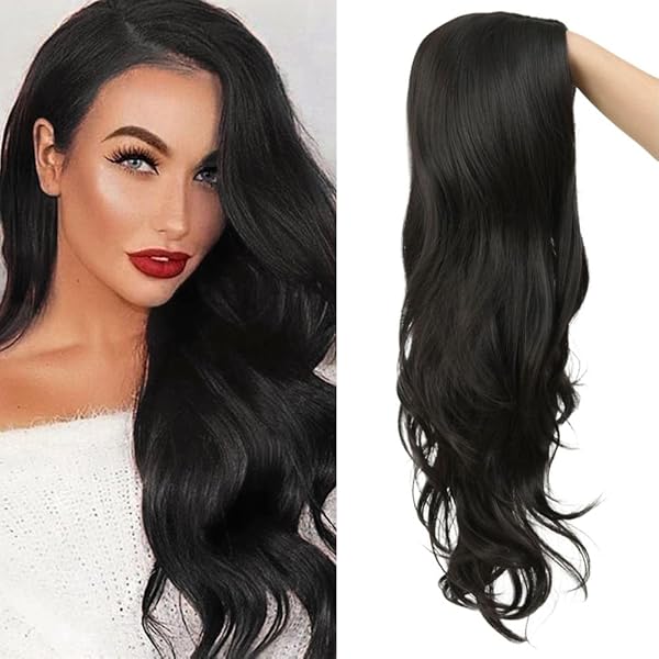 Amazon.com : LesafeV Long Wavy Wigs with Free Part Bangs Glueless Cosplay Party Synthetic Hair Wigs for Black Women 20# : Beauty & Personal Care
