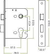 Zoo Hardware Mortice Euro Profile Sash Lock Case Body Stainless Steel 76mm view 2