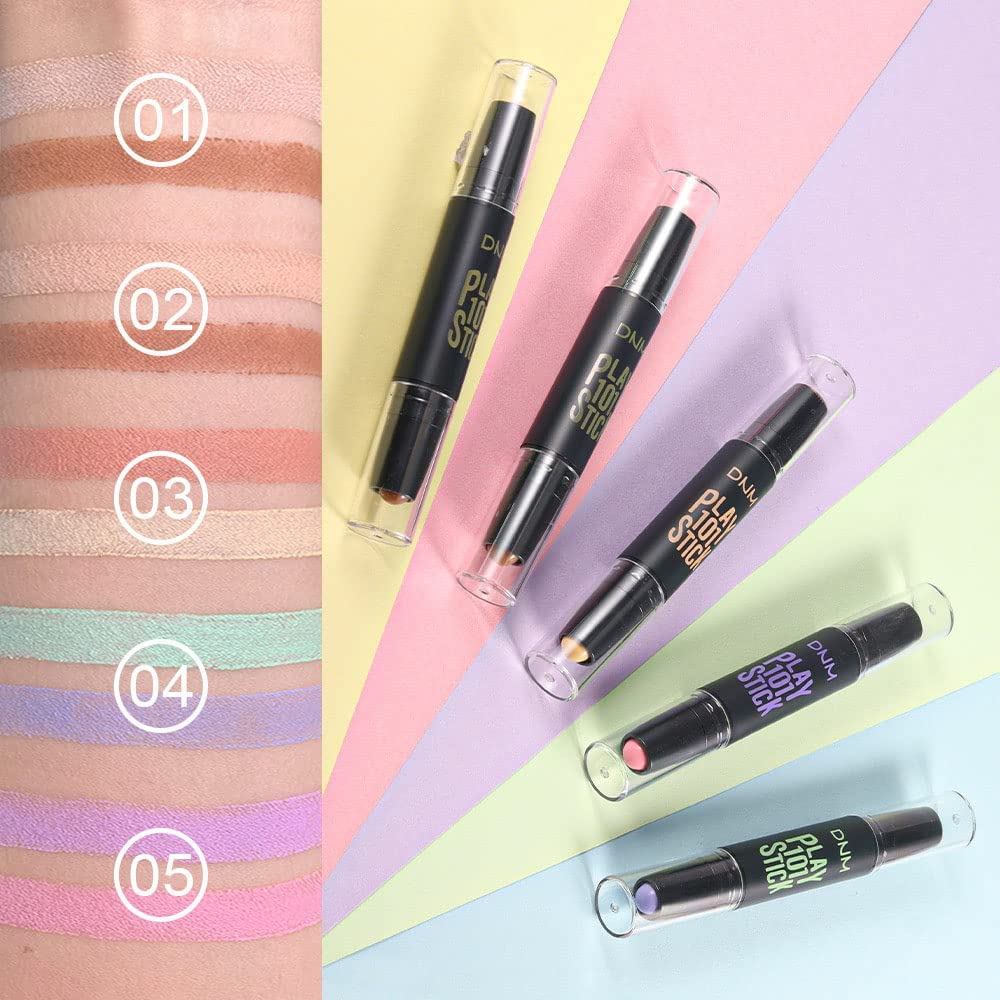 10 Colors Highlight and Contour Stick,Dual-Ended Full Coverage Wonder Stick,Color Corrector Concealer Stick,Contouring Highlighting Foundation,Highlighter Cream Pen Makeup De Maquillaje Para Mujer