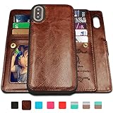 iPhone Xs MAX Case,iPhone Xs MAX Wallet Case with Magnetic Detachable Case,9 Card Slots,Wrist Strap, CASEOWL 2 in 1 Folio Flip Premium PU Leather Wallet Case for iPhone Xs MAX/10s Max 6.5 inch(Brown)