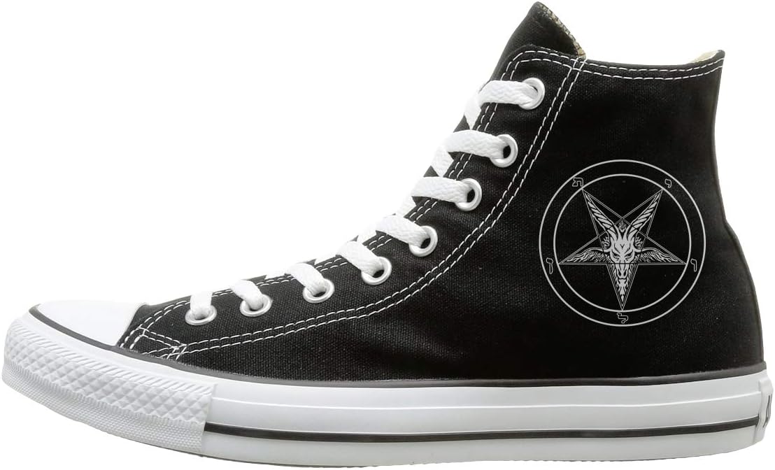 Shenshen Jia Satan Painting Baphomet Satanic Pentagram Men Fashion Sneakers High Top Lace-up Classic Casual Flat Canvas Shoes