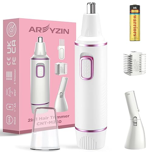 Painless Nose Hair Trimmer for Women 2025 Upgrade Nose Trimmer Ladies Noses Hair Trimmer Dual Edge Blades,Battery(Included)-Operated with IPX7 Waterproof for Easy Cleansing