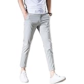 AONGSNNY Men‘s Cropped Chino Pants Skinny Fit Chinos Khaki Pant