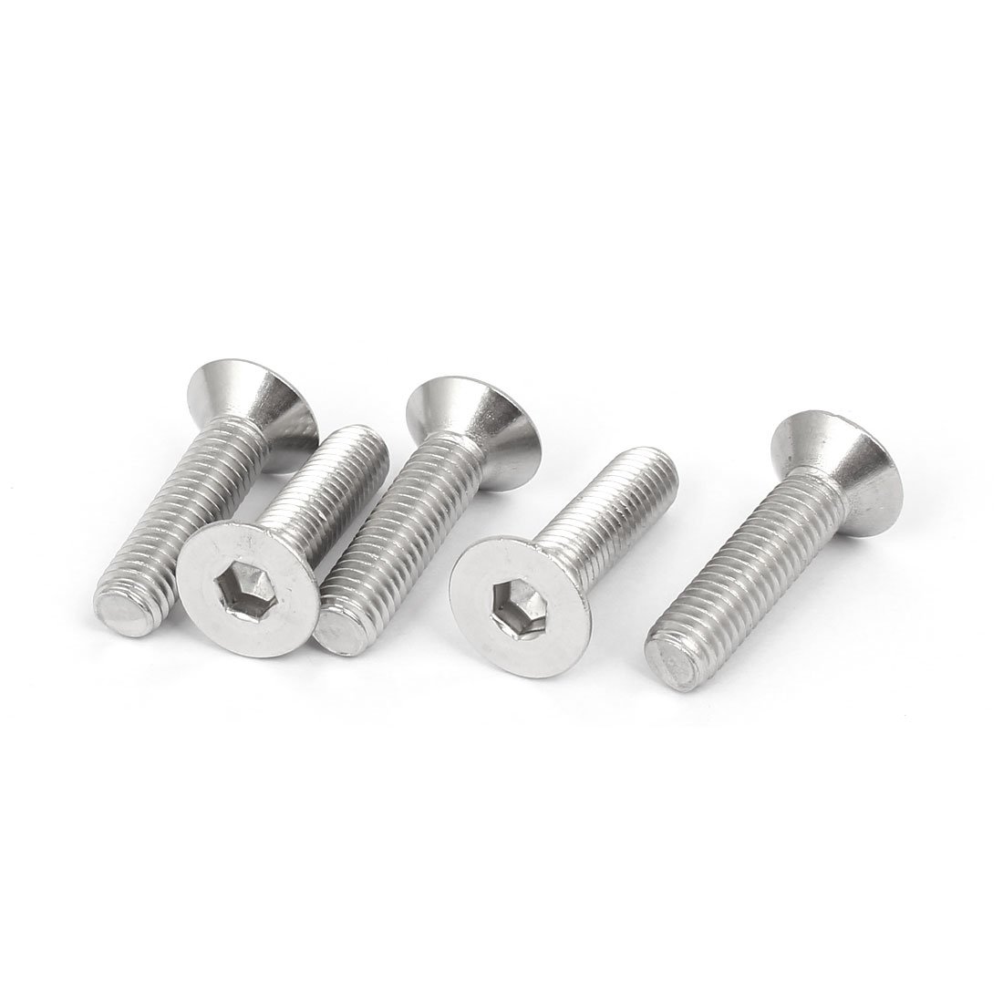 Sourcingmap M6x25mm 316 Stainless Steel Countersunk Flat Head Hex Socket Cap Screw Bolt 5pcs