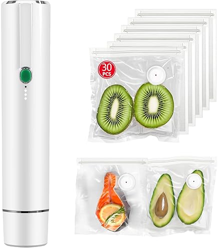 Handheld Cordless Vacuum Sealer For Food – Includes Sous Vide Bags & 4 Mason Jar Lids, Rechargeable