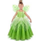 MDYCW Princess Tinker Bell Halloween Costume for Girls, Birthday Party Fairy Dress Up, Special Occasion Dress with Wings