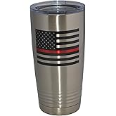Rogue River Tactical Thin Red Line Flag Firefighter 20 Oz. Travel Tumbler Mug Cup w/Lid Vacuum Insulated Fire Fighter Department FD Fireman Gift
