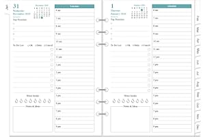 YARIDAR 2026 Planner Refills for A5 Binder - One Page Per Day Daily ＆ Monthly Planner, January 2026-December 2026, Prioritized, To-Do List, Notes, Appointment Schedule, 6-Hole Punched, 5.8" x 8.3"