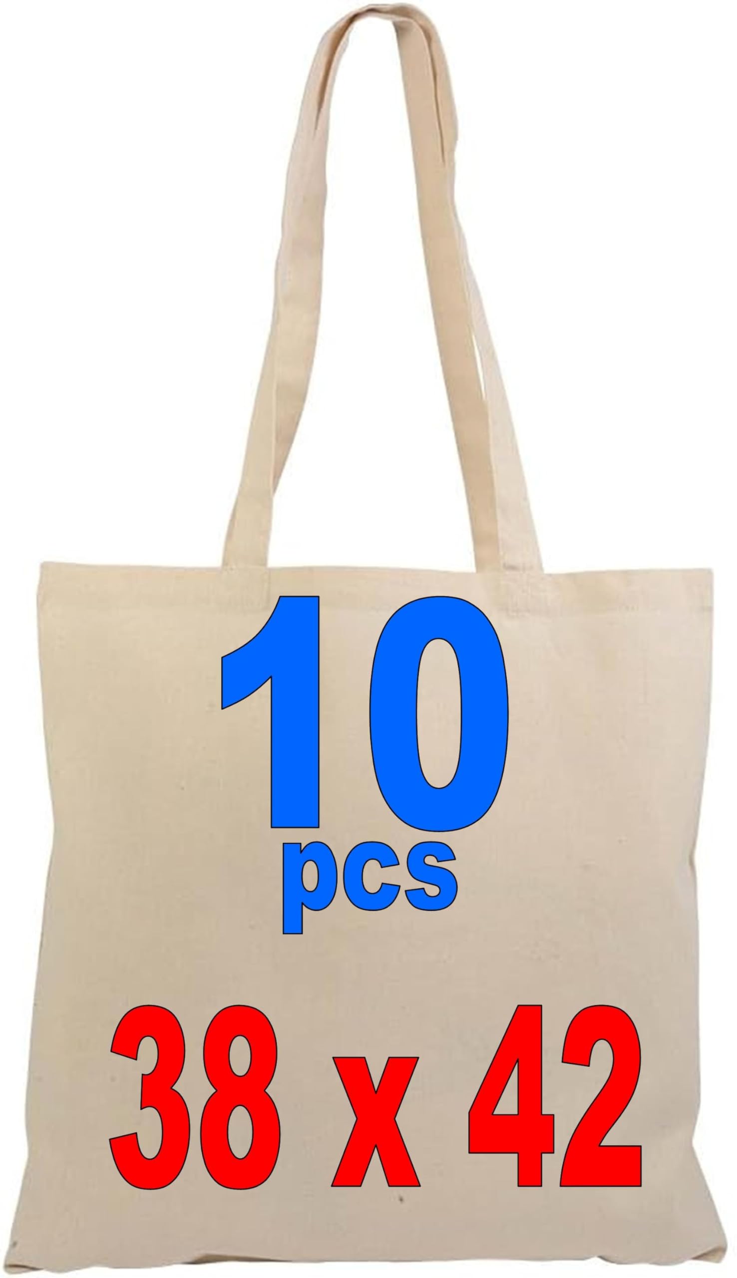 PACKAGING 10 PIECES BAGS SHOPPER COTTON NATURAL - CM 38x42