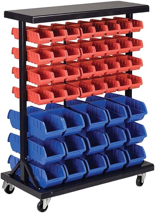 Mobile Storage Bin Rack Shelve with 94 Removable Bins 37"x27"x37