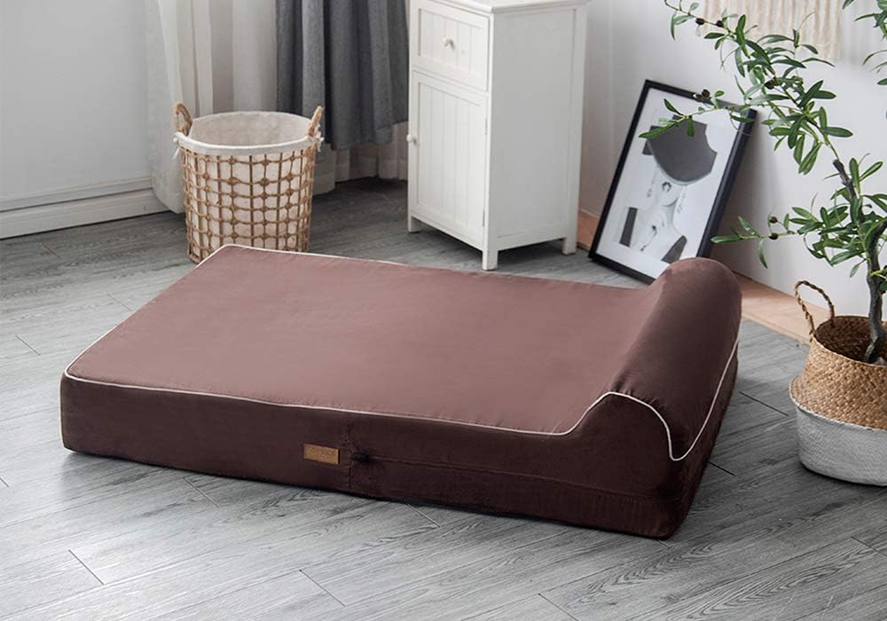 7-inch Thick High Grade Orthopedic Memory Foam Dog Bed With Pillow and Easy to Wash Removable Cover with Anti-Slip Bottom : Pet Supplies