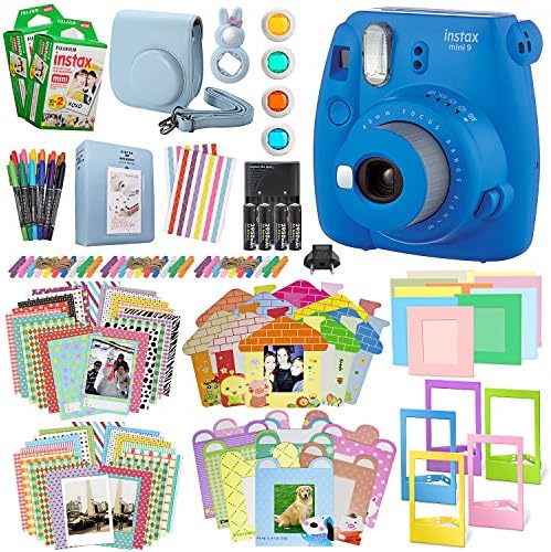 Fujifilm Instax mini 9 Instant Film Camera (Cobalt Blue) &amp; Xpix Instax mini Accessory Kit Bundle