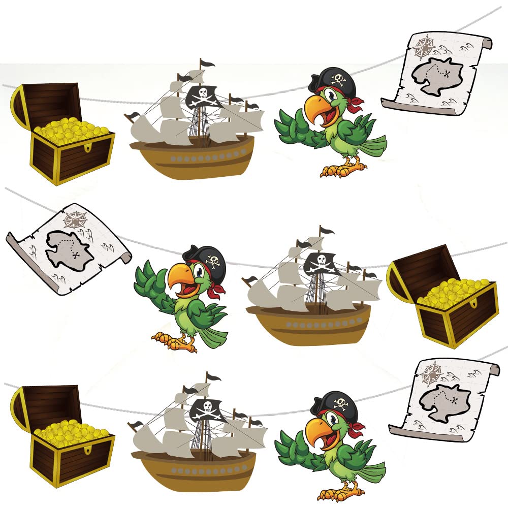 AK Giftshop Pirate Mix Bunting Party Decorations - 12pcs / 2.5m Ribbon