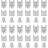 DICOSMETIC 100 Sets Box Necklace Clasp Stainless Steel Necklace Layering Clasps Rectangle with Flower Jewelry Slider Clasps 2-Strands Connector Clasp for DIY Jewelry Making
