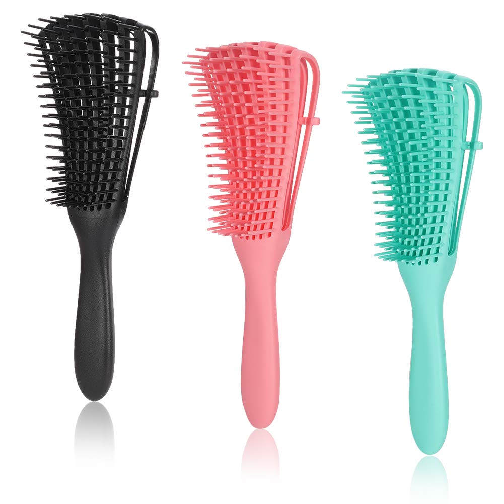 tonyg-p 3 Pack Detangling Brush Detangler Hair Brush for Curly Hair Afro America Textured 3a to 4c Kinky Wavy, Curly, Coily, Wet/Dry Hair, Easy to Clean (Pink/Blue/Black)