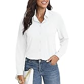 COUXILY Soft Wrinkle-Free Button Down Stretch Shirts for Women, Breathable Moisture-Wicking Casual Work Dress Tops