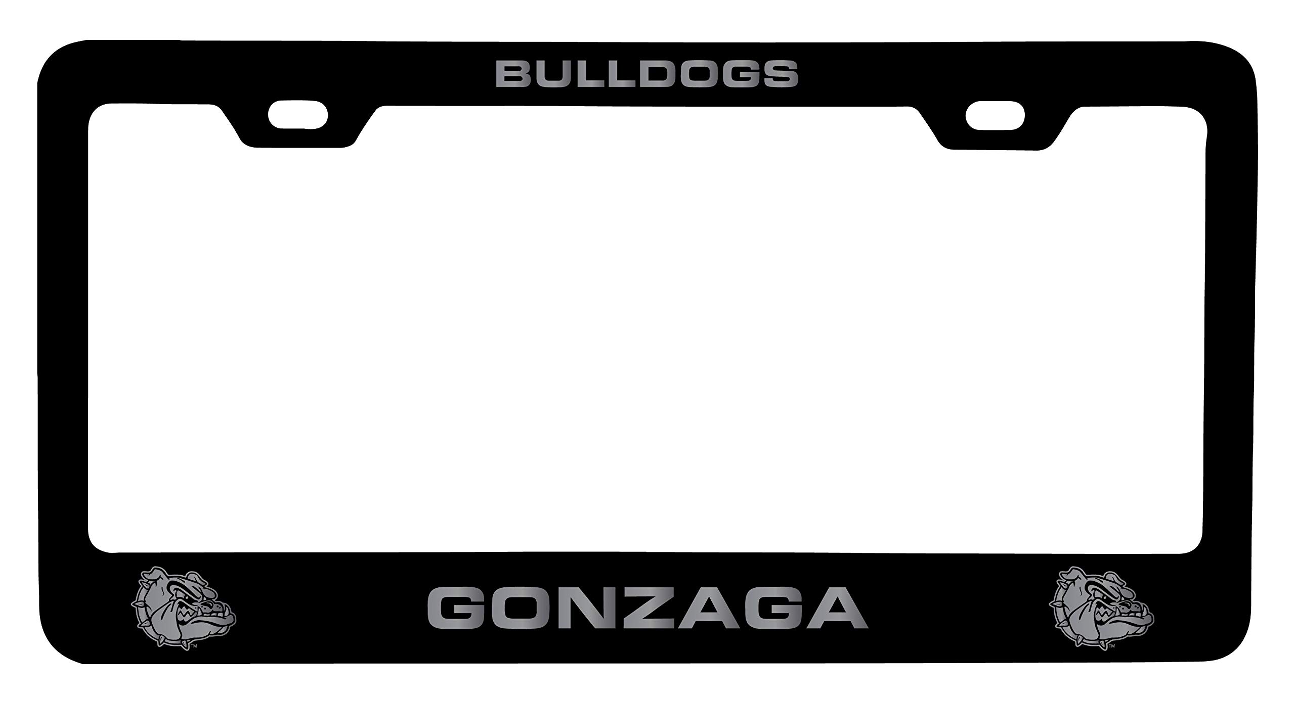 Photo 1 of Gonzaga Bulldogs Laser Engraved Metal License Plate Frame Black Officially Licensed Collegiate Product