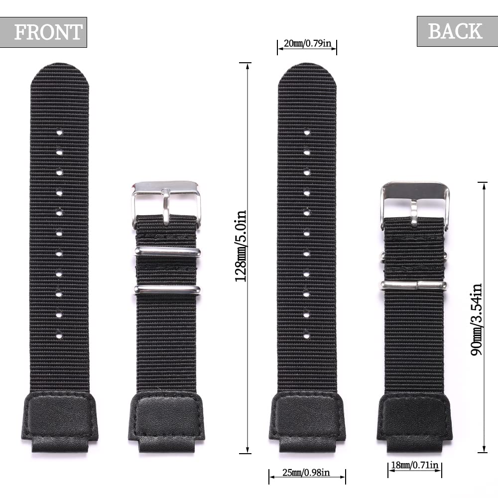 Military Nylon strap Compatible with Casio AE1200WH AE1500WH A158WA W800H SGW-300H 400 500 Men's stainless steel ring Replacement Watch band