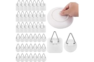 Zwsploration 50 Pcs Adhesive Wall Plate Hangers,Invisible Adhesive Picture Hanger,Strong Adhesion Picture Hanging Hooks for T