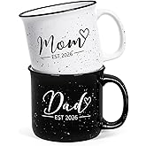 Maustic Mom and Dad Mugs, New Parents Gifts for Couples, New Mom and Dad Est 2026 Gifts for Expecting First Time Parents, 15 Oz