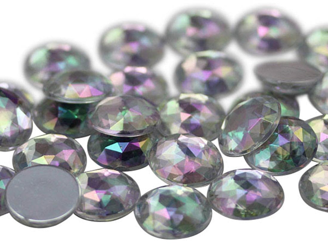 18mm Flat Back Round Acrylic Rhinestones Jewels Plastic Gems Embelishments for Cosplay/Costumes Jewelry Making - 30 Pieces (Crystal Clear AB A01)