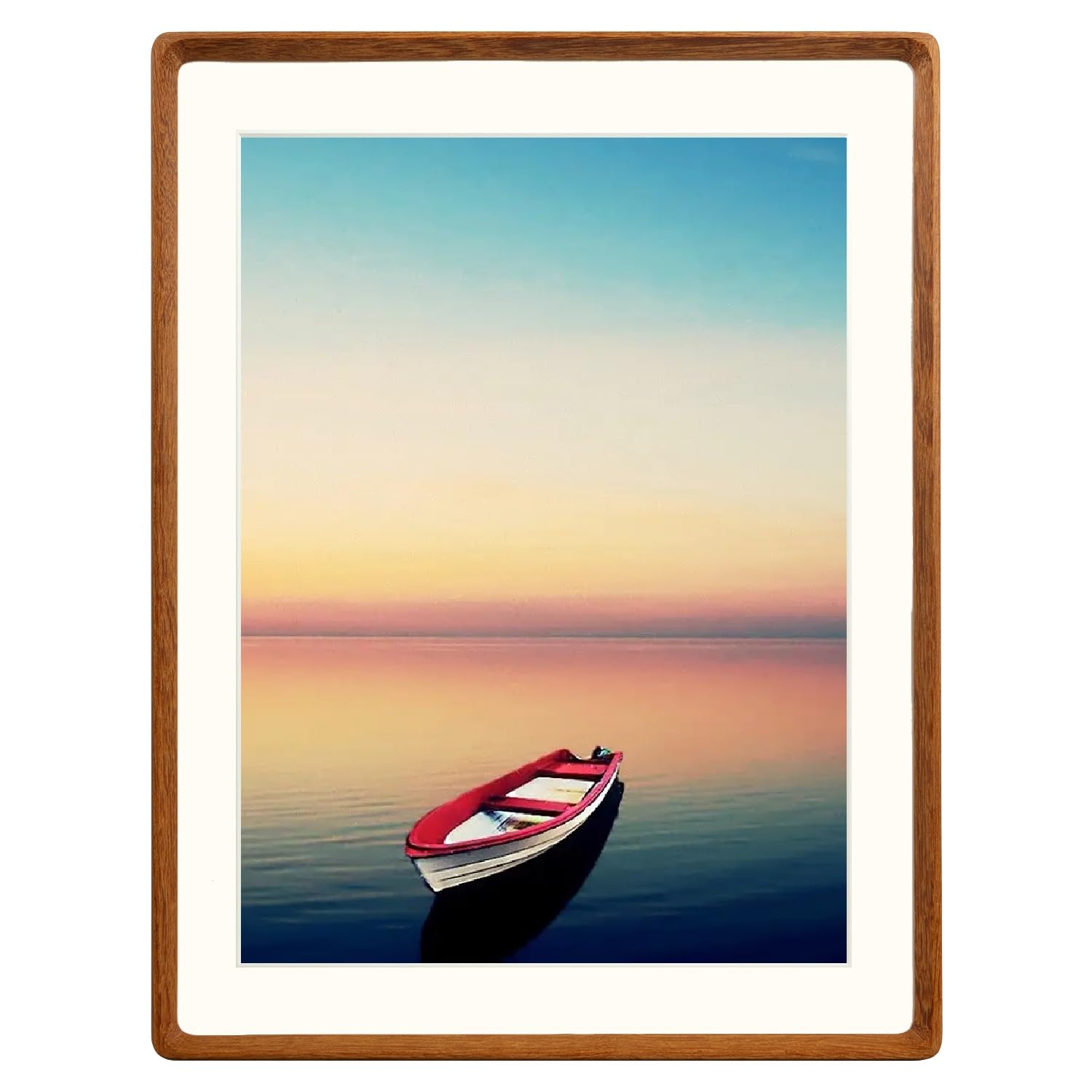View 1 of Natural Wood Photo Frames Inspired Tabletop Picture Frame with Mat, Vertical or Horizontal Display (Teak, 14x17 matted to 11x14)