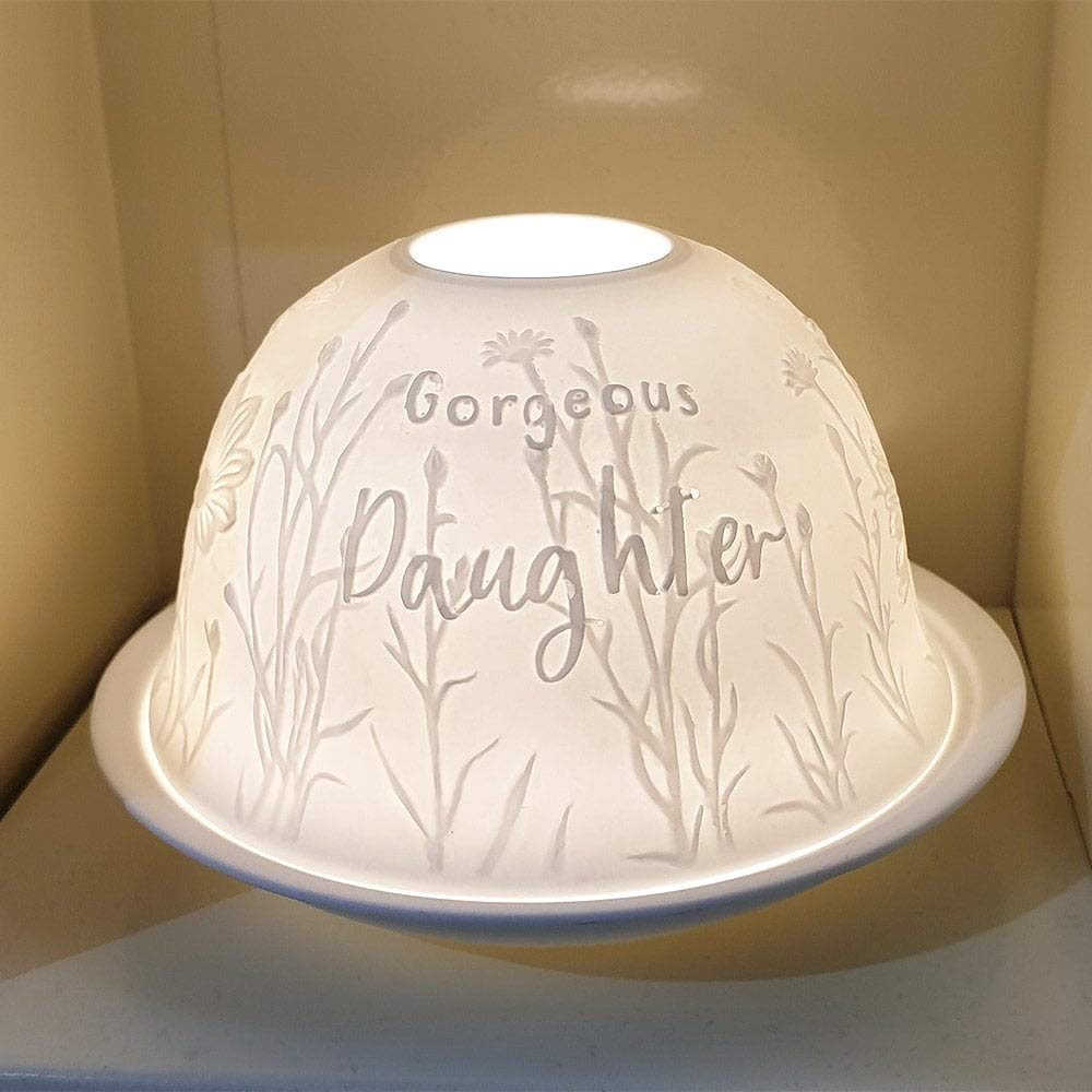 Nordic Lights Dandelion flower Porcelain Tealight Holder Dome | Candle Holder Projecting 3D Image Use With Scented Candle LED Light | Perfect Living Room Decor Lights | Shade & Plate Set with Gift Box