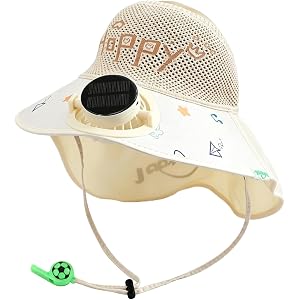 Solar Powered Fans Sun Hat for Kids Boys Girls | Solar Powered Fans Sun Hat for Kids Boys Girls Wide Brim Letter Note Print O