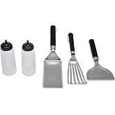 Weber&reg; Griddle Essential Tool Set, 5‑Piece | Spatula, Flexible Spatula, Scraper &amp; (2) Squeeze Bottles for Breakfast, Burgers &amp; More - Easy Cooking &amp; Cleanup Accessory Kit