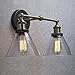 CLAXY Ecopower Simplicity Industrial Edison Antique Glass 2-Light Wall Sconces Fixture