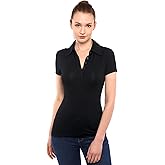AmélieBoutik Women Collared Hidden Button Short Sleeve Polo Shirt