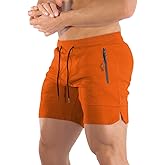 PIDOGYM Men's 5" Gym Workout Shorts,Fitted Jogging Short Pants for Bodybuilding Running Training with Zipper Pockets