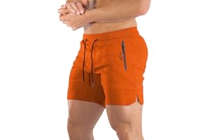 PIDOGYM Men's 5" Gym Workout Shorts,Fitted Jogging Short Pants for Bodybuilding Running Training with Zipper Pockets