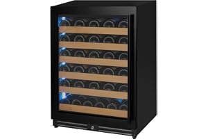 Allavino 56 Bottle Single Zone Left Hinge Black Wine Refrigerator