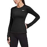baleaf Thermal Shirts for Women Long Sleeve Fleece Tops Running Workout Cold Weather Gear Compression Zipper Pocket