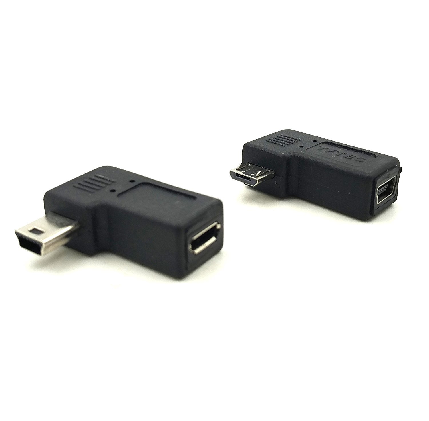Duttek USB Adapter Combo: 2-in-1 Right Angle Micro USB to Mini USB Adapter Set