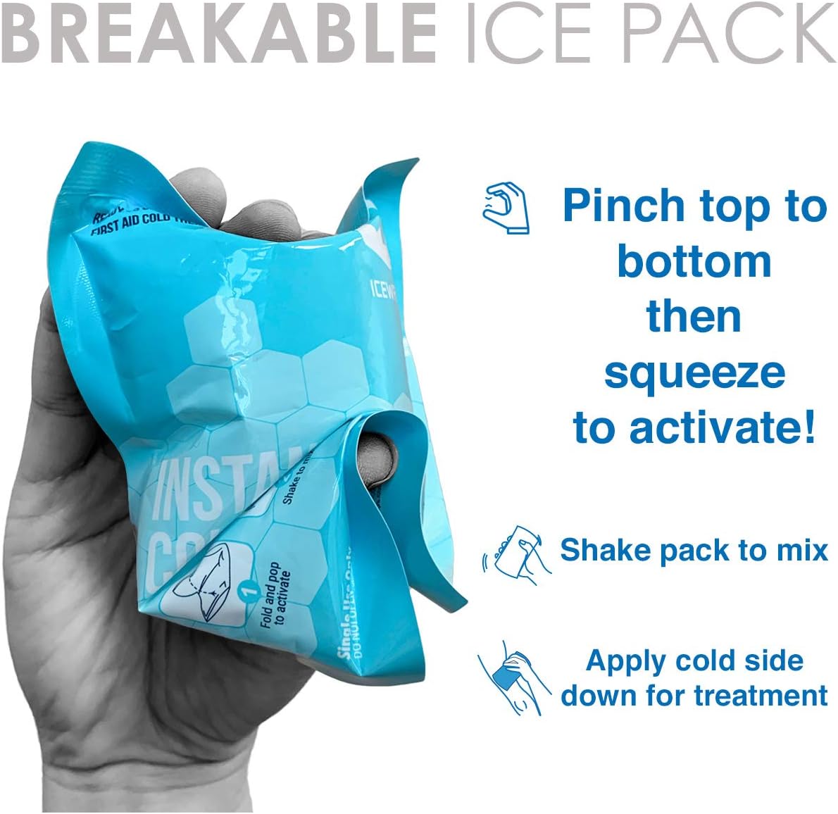 ICEWRAPS Small Instant Cold Breakable Ice Packs - 50 Count Emergency Disposable First Aid Cold Compress for Travel, Sports, Team Events, Outdoor Activities: Health & Personal Care