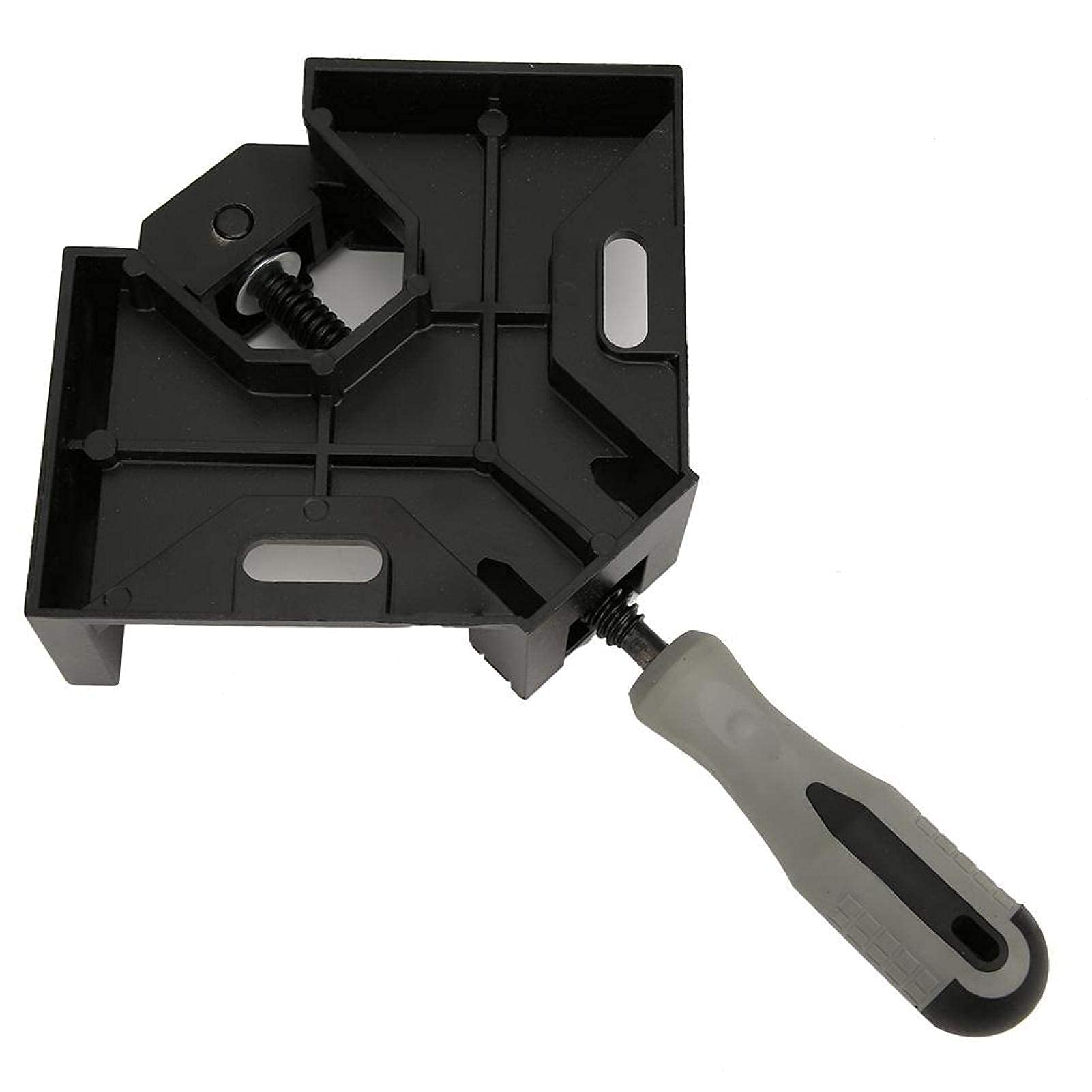 Aramox 90 Deg Corner Right Angle Clamp,Non-Slip Plastic Handle Welding Clamp Quick Fixture Aluminum Alloy Carpenter Tool (Black)