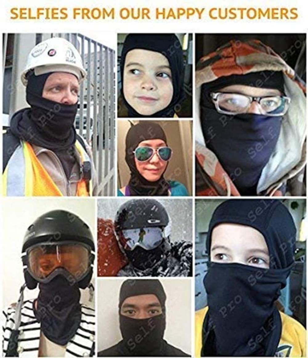 Ski Mask Balaclava for Cold Weather, Windproof Neck Warmer or Tactical Balaclava Hood, Ultimate Thermal Retention for Men Women and Children Black: Clothing