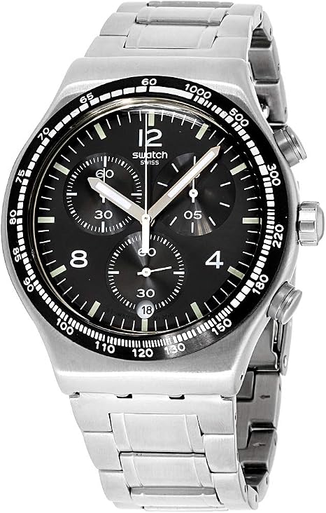 Lotus Orologio Cronografo Quarzo Uomo – Cassa 42 Mm Acciaio, Bracciale Milanese Nero, Quadrante Grigio, 5 Bar