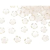 Tupalizy 100PCS Small Flower Beads Cherry Blossom Decor Acrylic Floral Spacer Beads Gold Plated Charms for Bracelets Jewelry Making Necklaces Earrings Keychain Art Crafts Projects Gifts (White)