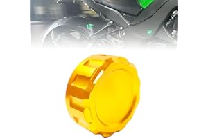 JCSUMRID Rear Brake Fluid Reservoir Cap CNC Aluminum Oil Cap Cylinder Cover Motorcycle Accessories Universal Replacement for Yamaha Kawasaki Suzuki Honda(Gold)
